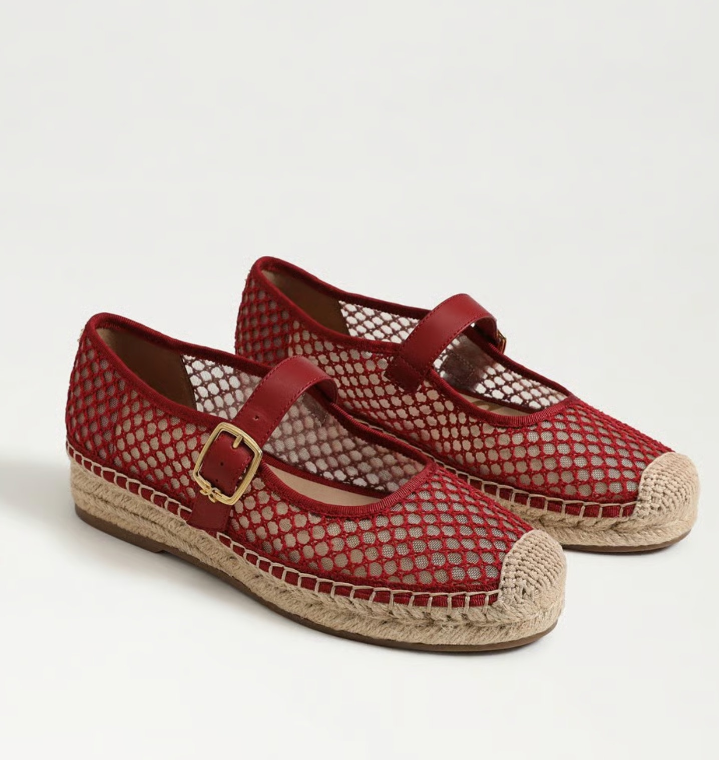Sam Edelman Mackiemesh Mary Jane Platform Espadrille In Deep Scarlet Size 7.5